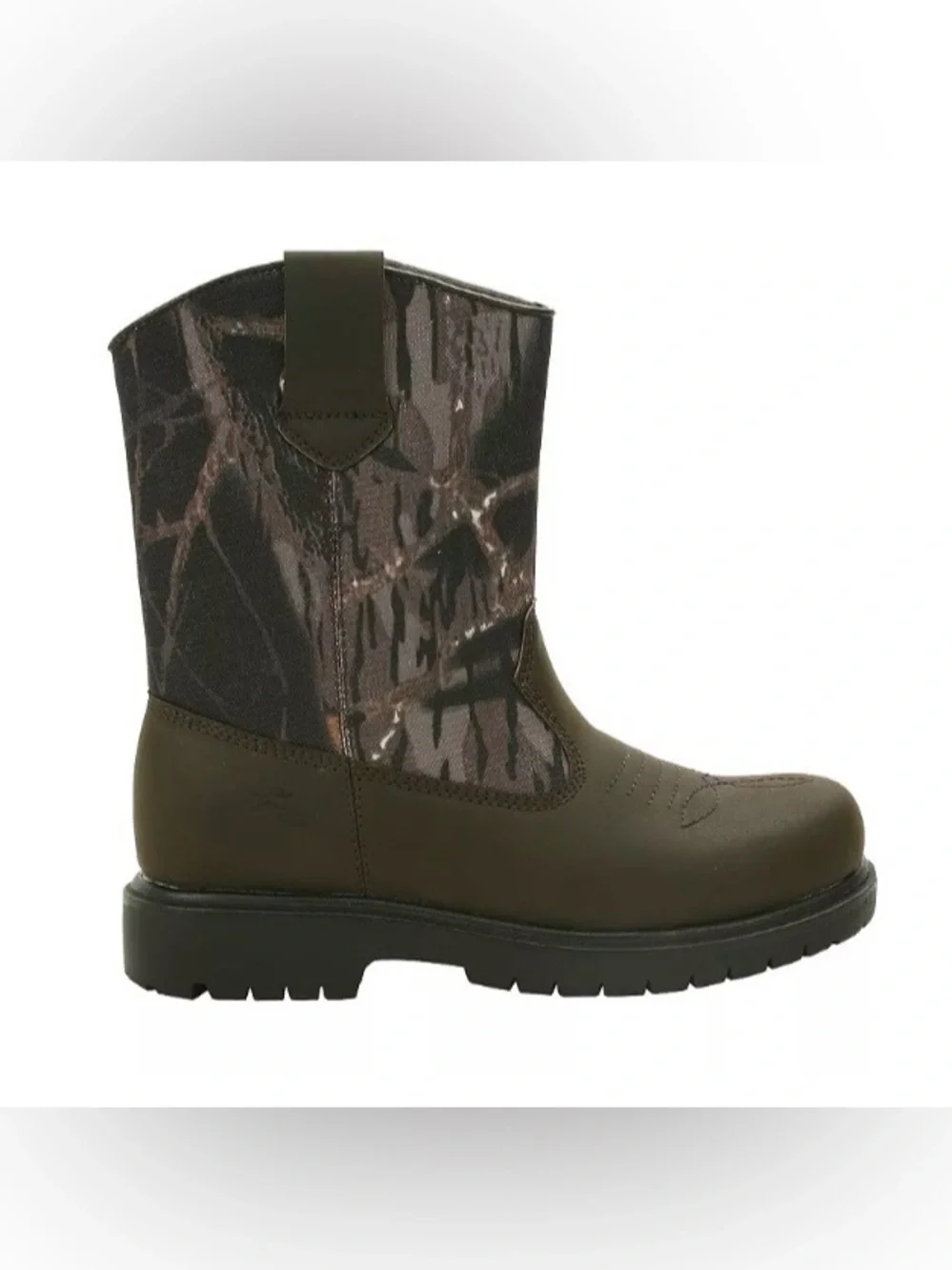 Deer Stags Brown and Dark Brown Kids Western Work Boot Size 1